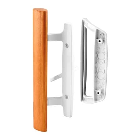 Prime-Line Prime-Line Sliding Door Handle Set, Wood Handle, White Diecast,  C 1204